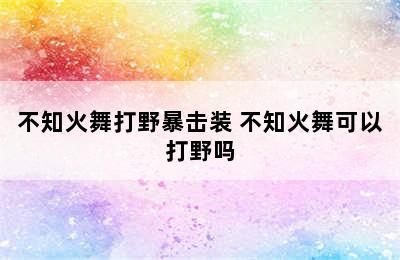 不知火舞打野暴击装 不知火舞可以打野吗